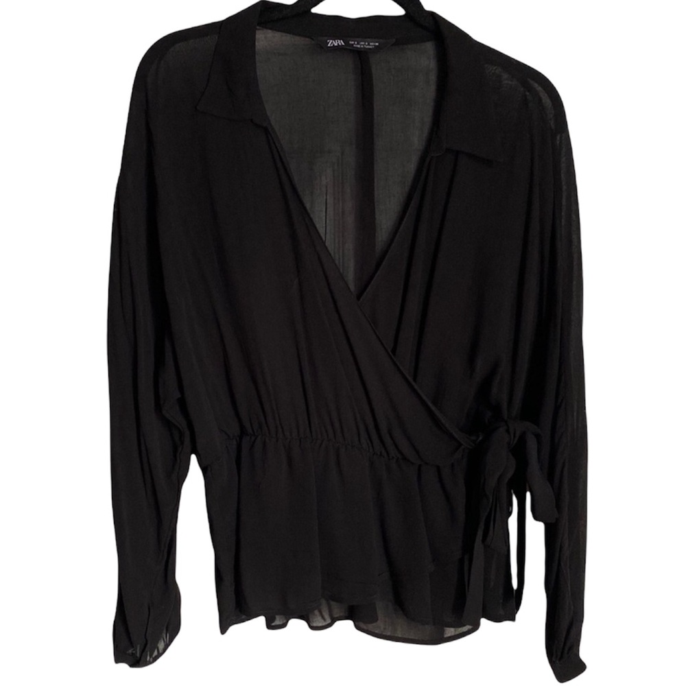 ZARA FAUX WRAP SHEER TOP